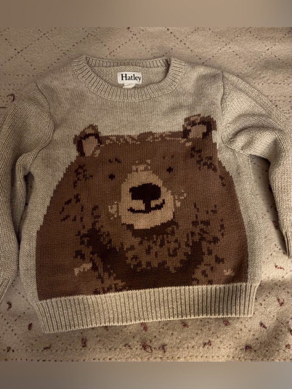 Hatley Crewneck Sweater with Brown Bear
